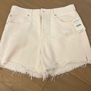 Free people white jean shorts, size 28.  New with tags